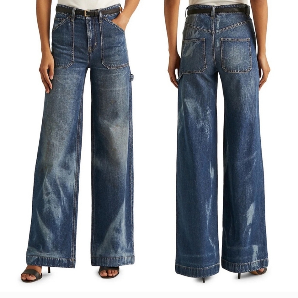 NWT Lauren Ralph Lauren Bleached Wide Leg Jeans Women’s Size 10
